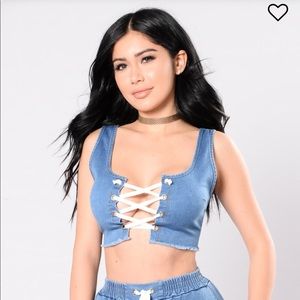 FASHION NOVA DENIM CROP TOP